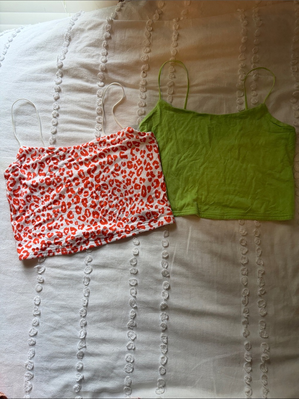 PacSun Lime Green & White Orange Leopard cropped, see last pic for slight flaw